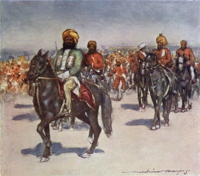 Cavalieri nativi nella rassegna dei servitori nativi da Mortimer Ludington Menpes